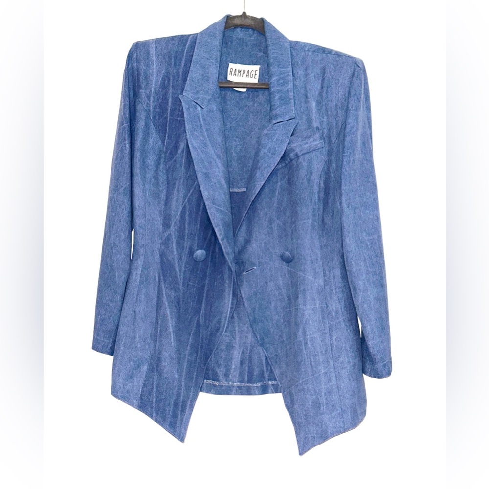Icy Blue 80s Rampage Blazer Skirt Set